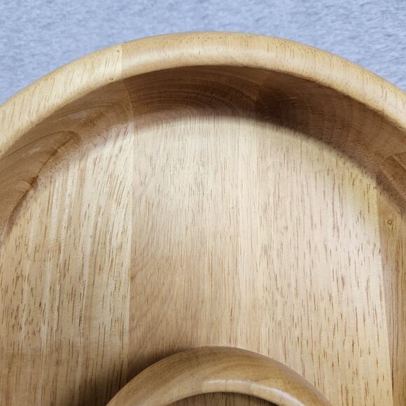Crate & Barrel Beechwood Chip Dip Bowl Party Holiday Serving Dish Appetizer Tray - Picture 11 of 12